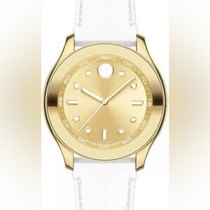 Movado Bold Gold and White Silicone Strap Sporty Quartz Watch NWOT